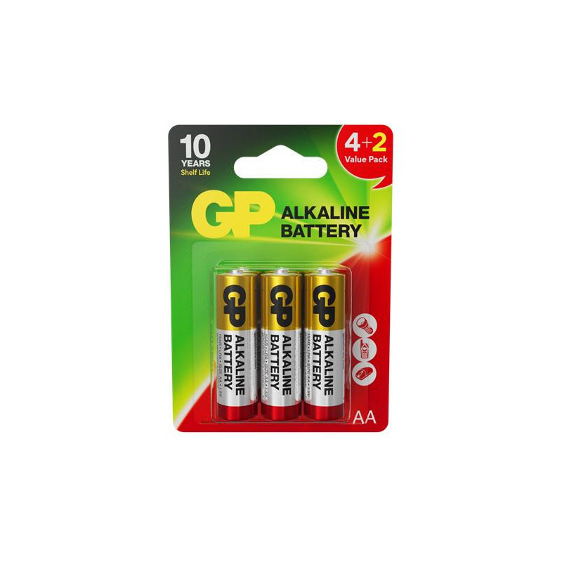 Elementai GP ALKALINE AA / LR06, 4+2vnt.