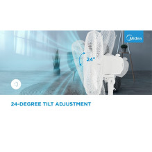 Stovo ventiliatorius, 40cm, 40W, 3 greičiai, mechaninis, triukšmo lygis: 55-65 dB, Svyravimas 80°, Pakreipimas +16° -8°,