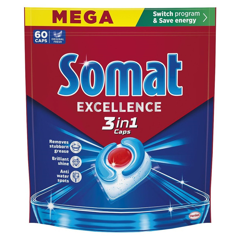 DISHWASHER CAPSULES SOMAT 3IN1 60 PCS