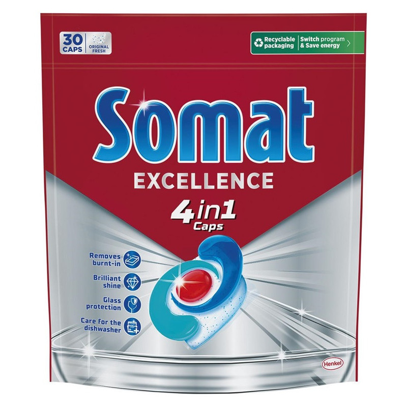 DISHWASH CAP SOMAT EXCELLENCE 4IN1 30PCS