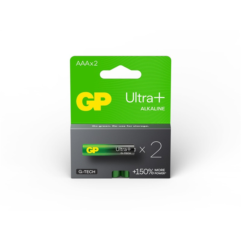 Elementai GP ULTRA+ ALKALINE AAA / LR03, 1,5V, 2 vnt.