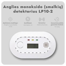 Anglies monoksido (smalkių) detektorius LP10-2, 10 metų (2 vnt.)