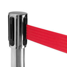 Silver-colored strip barrier with 300 cm red FLEX tape