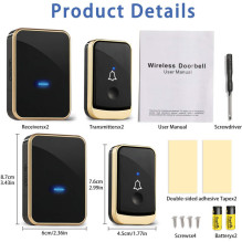 Double wireless doorbell LockPrints AP-B30, Black
