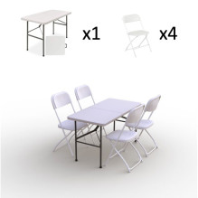 Folding furniture set: Table 120 white, 4 chairs Europa white Folding furniture set: Table 120 white, 4 chairs Europa white