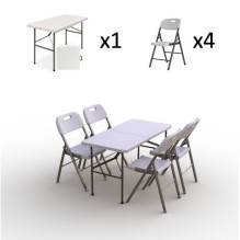 Folding furniture set: Table 120 white, 4 chairs Premium white