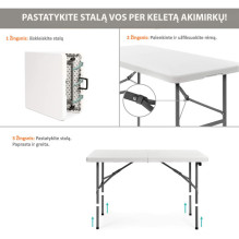 Sulankstomų baldų komplektas: Stalas 120 baltas, 4 kėdės Premium baltos Sulankstomų baldų komplektas: Stalas 120 baltas, 4 kėdės Premium baltos