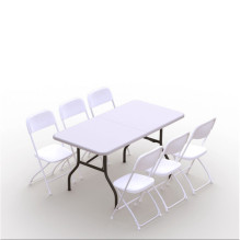 Folding furniture set: Table 150 white, 6 chairs Europa white