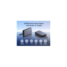 Ugreen Power Bank 20,000mAh 20W 45762 Built-in Cable Grey