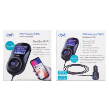 FM modulator PNI Valentine F800 Bluetooth, MP3 player, FM transmitter, micro SD slot, dual USB, QC3.0