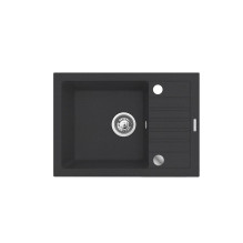 Juoda kriauklė su lanksčiu maišytuvu - MAIDSINKS BALI kriauklė (62x44) 1B1D juoda + Flessi Black Edition maišytuvas
