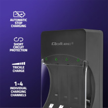 Qoltec 50653 Ni-MH akumuliatorių įkroviklis R03 / AAA R6 / AA tipo Qoltec 50653 Ni-MH akumuliatorių įkroviklis R03 / AAA R6 / AA tipo