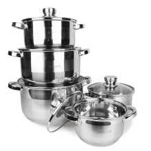 Indų Rinkinys - Maestro MR-2220-10 5 Nerūdijančio Plieno Puodai 16-26 cm Stikliniai Dangčiai