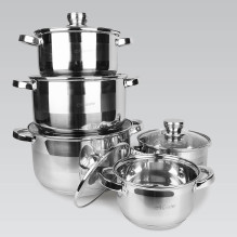 Indų Rinkinys - Maestro MR-2220-10 5 Nerūdijančio Plieno Puodai 16-26 cm Stikliniai Dangčiai