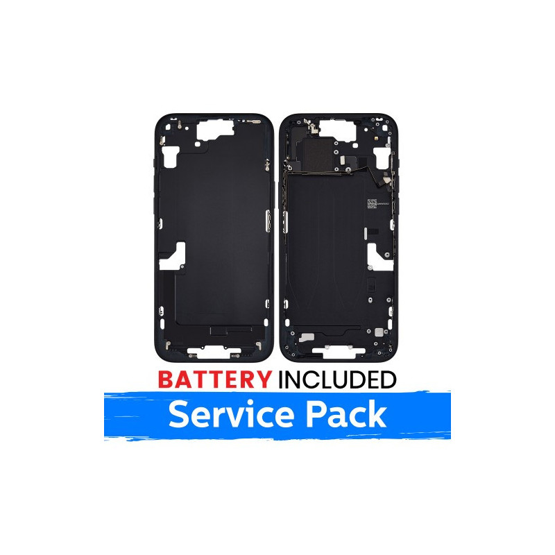 Ekrano rėmas / Vidinis korpusas skirtas Apple iPhone 15 Plus korpusas + baterija / Black / (Service Pack)