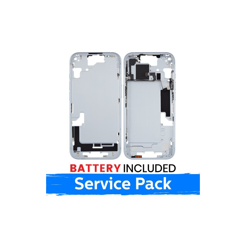 Ekrano rėmas / Vidinis korpusas skirtas Apple iPhone 15 korpusas + baterija / Blue / (Service Pack)