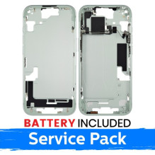 Ekrano rėmas / Vidinis korpusas skirtas Apple iPhone 15 korpusas + baterija / Green / (Service Pack)