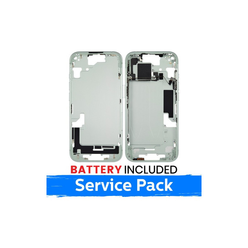 Ekrano rėmas / Vidinis korpusas skirtas Apple iPhone 15 korpusas + baterija / Green / (Service Pack)