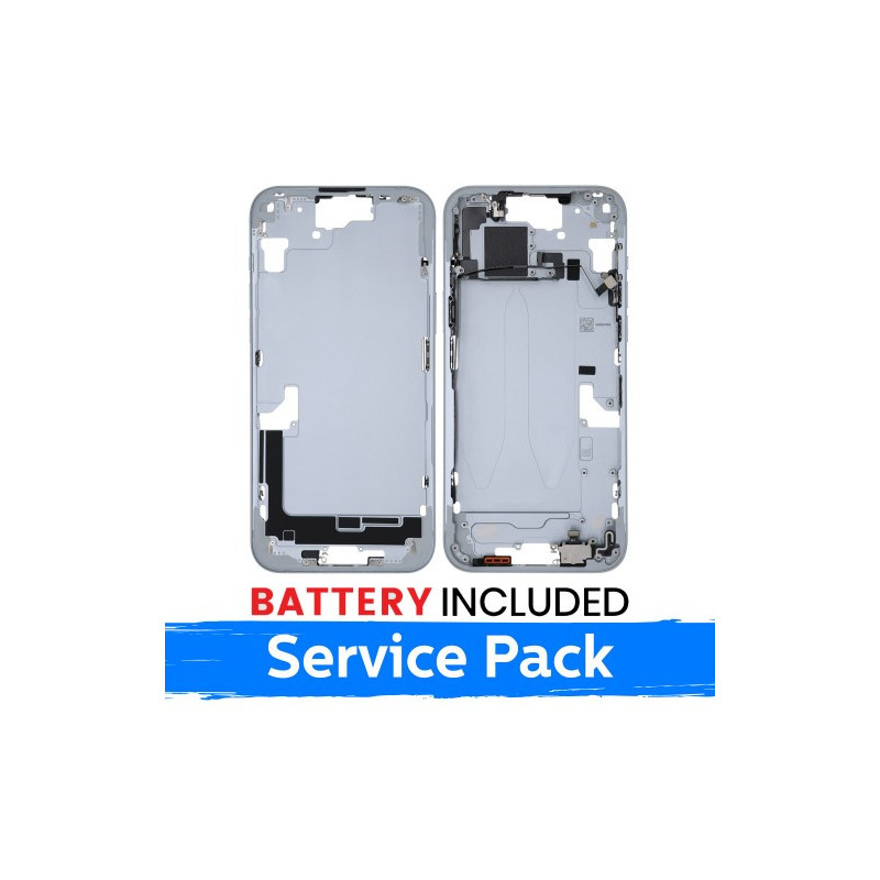 Ekrano rėmas / Vidinis korpusas skirtas Apple iPhone 15 Plus korpusas + baterija / Blue / (Service Pack)