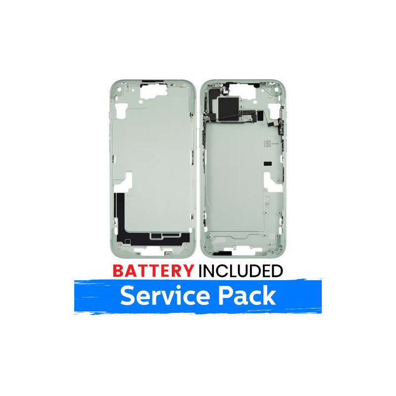 Ekrano rėmas / Vidinis korpusas skirtas Apple iPhone 15 Plus korpusas + baterija / Green / (Service Pack)
