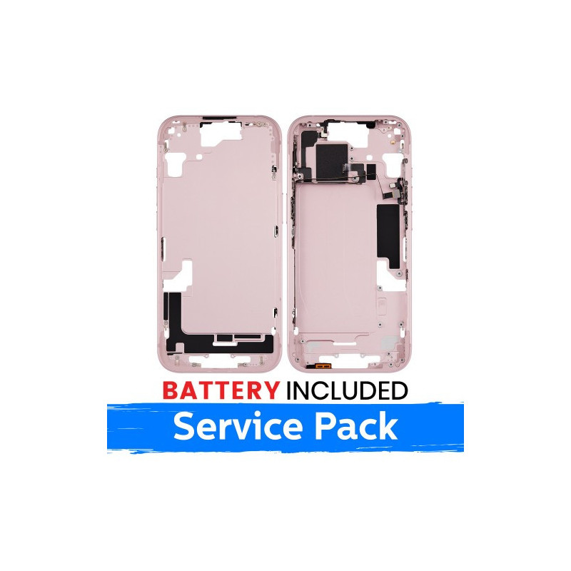 Ekrano rėmas / Vidinis korpusas skirtas Apple iPhone 15 korpusas + baterija / Pink / (Service Pack)