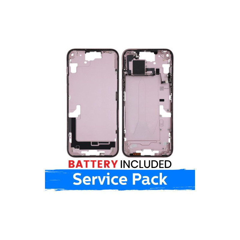 Ekrano rėmas / Vidinis korpusas skirtas Apple iPhone 15 Plus korpusas + baterija / Pink / (Service Pack)