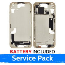 Ekrano rėmas / Vidinis korpusas skirtas Apple iPhone 15 korpusas + baterija / Yellow / (Service Pack)
