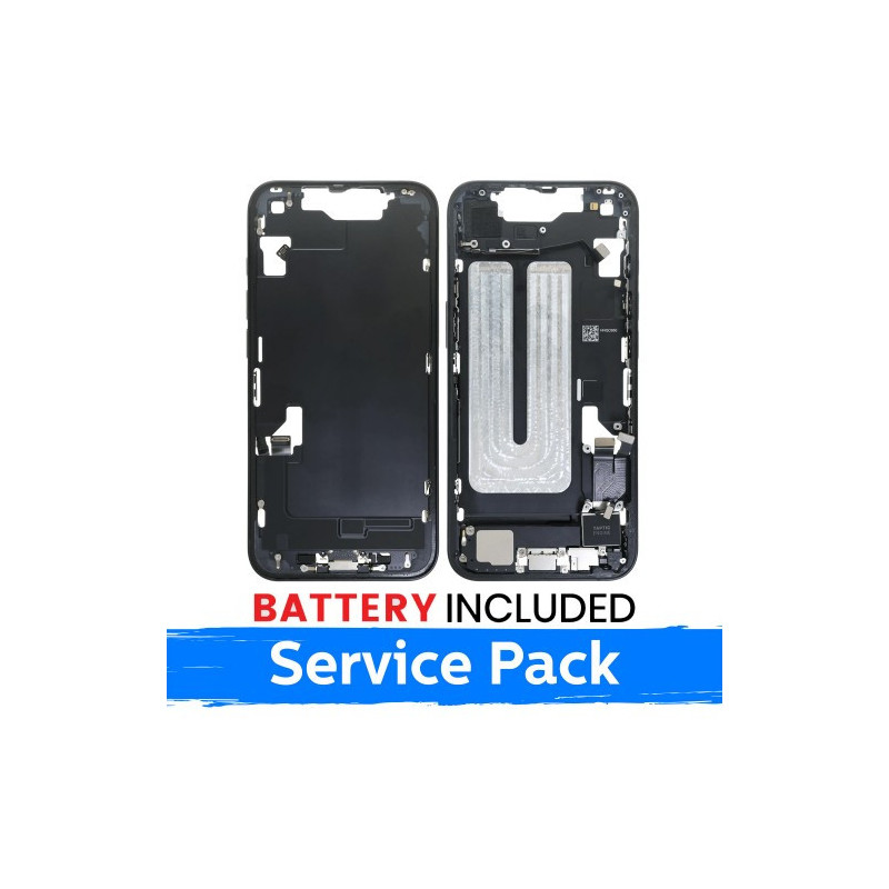 Ekrano rėmas / Vidinis korpusas skirtas Apple iPhone 16e korpusas + baterija / Black / (Service Pack)