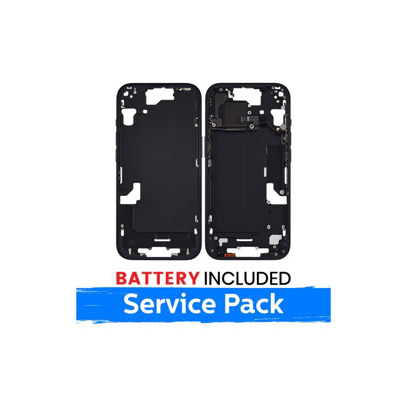 Ekrano rėmas / Vidinis korpusas skirtas Apple iPhone 15 korpusas + baterija / Black / (Service Pack)