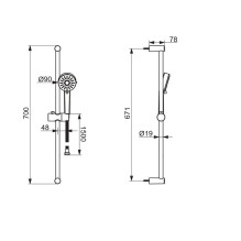 KOMPL DUŠO 700MM 3 FUNKCIJ DUŠO GALVUTĖ KOMPL DUŠO 700MM 3 FUNKCIJ DUŠO GALVUTĖ