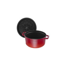 Kepimo Indai - Staub Apvalus 28cm 6.7L Emaliuotas Ketaus Puodas, Vyšnių Raudona