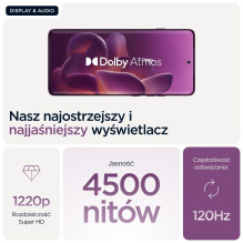 „Motorola edge 60 pro“ 16,9 cm (6,67 colio) dviejų SIM kortelių „Android 15“ 5G USB C tipo 12 GB 512 GB 6000 mAh violeti