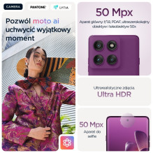 „Motorola edge 60 pro“ 16,9 cm (6,67 colio) dviejų SIM kortelių „Android 15“ 5G USB C tipo 12 GB 512 GB 6000 mAh violeti