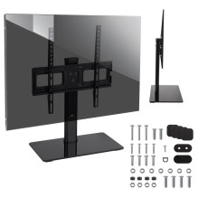 Maclean MC-450 Universal TV Stand for TV Cabinet max. 40kg, max. VESA 400x400 32-65" Tempered Glass Base 3-Level He Maclean MC-450 Universal TV Stand for TV Cabinet max. 40kg, max. VESA 400x400 32-65" Tempered Glass Base 3-Level He
