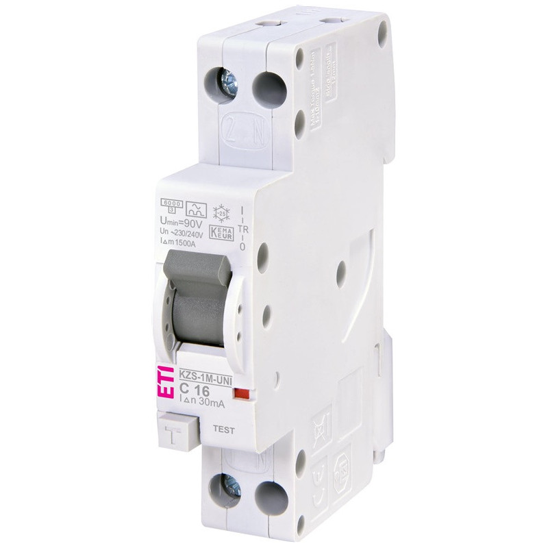 Residual current relay ETI KZS-1M-UNI, 2P, 16 A, 240 V, 30mA