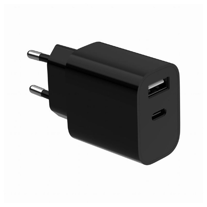 Gembird 2-port universal USB charger (A+C) 2.4 A TA-UC-2AC12-01-BK