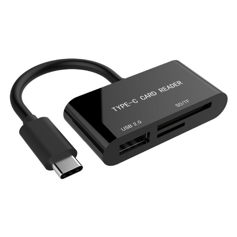 Gembird compact USB Type-C SDXC combo card reader OTG black