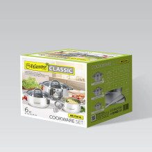 Cookware Set - Maestro MR-2120-6L Stainless Steel Pot Set with Glass Lids - Silver