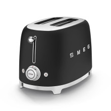 Toaster - Smeg TSF01 2-Slice Toaster with 6 Browning Levels and 3 Programs, Matte Black