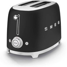 Toaster - Smeg TSF01 2-Slice Toaster with 6 Browning Levels and 3 Programs, Matte Black