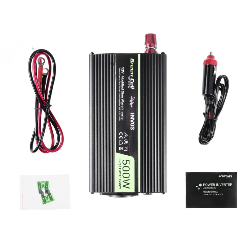 Green Cell Registered Voltage Car Inverter 12V to 230V 500W / 1000W