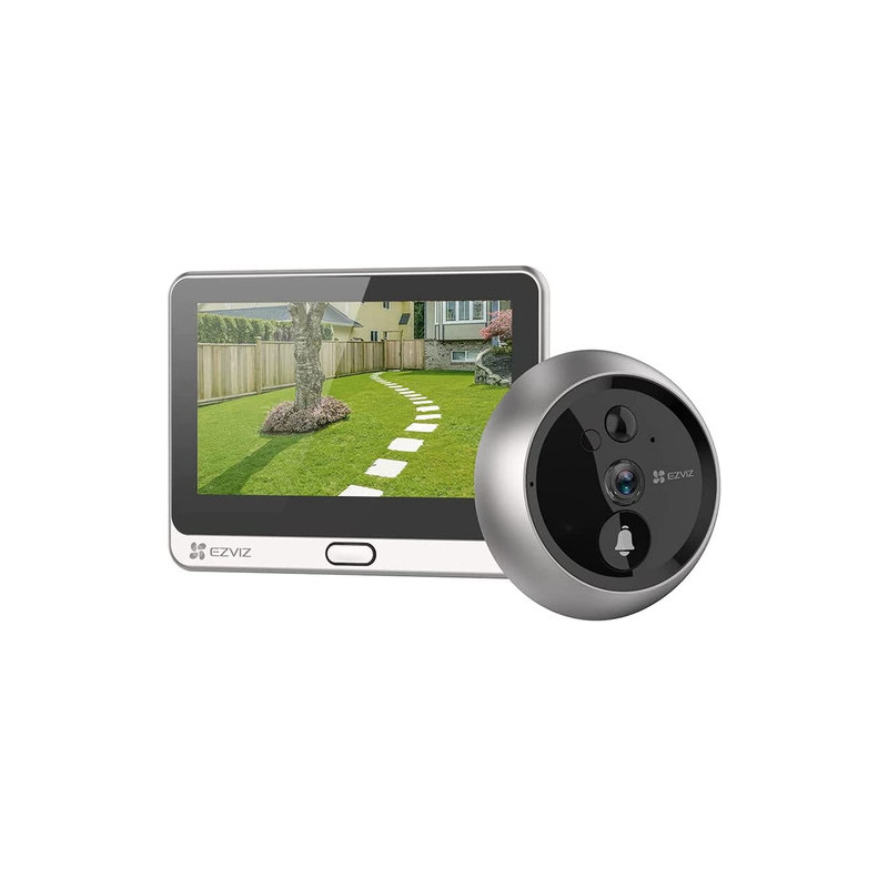 Ezviz DP2C FHDBezvadu Video domofona sistēma ar zvanu - durvju actiņa + 4.3'' ekrāns Wi-Fi Micro SD Sudraba