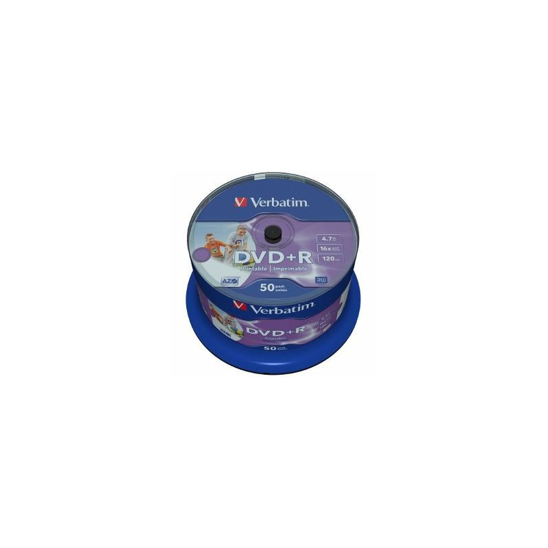 Verbatim DVD+R Wide Inkjet Printable No ID 50pcs 4.7GB