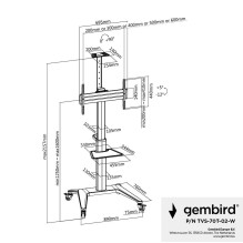 TV SET ACC FLOOR STAND 37-70" / WHITE TVS-70T-02-W GEMBIRD