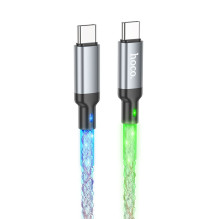 Laidas USB C į USB C Hoco 3A 60W LED 1 m U112 pilkas