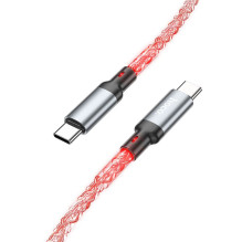 Cable USB C to USB C Hoco 3A 60W LED 1 m U112 gray Cable USB C to USB C Hoco 3A 60W LED 1 m U112 gray
