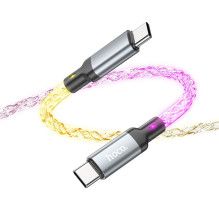 Laidas USB C į USB C Hoco 3A 60W LED 1 m U112 pilkas