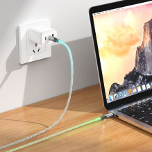 Cable USB C to USB C Hoco 3A 60W LED 1 m U112 gray Cable USB C to USB C Hoco 3A 60W LED 1 m U112 gray