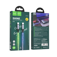 Laidas USB C į USB C Hoco 3A 60W LED 1 m U112 pilkas