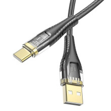 USB A į USB C laidas Hoco 2,4A 1,2 m U121 juodas permatomas